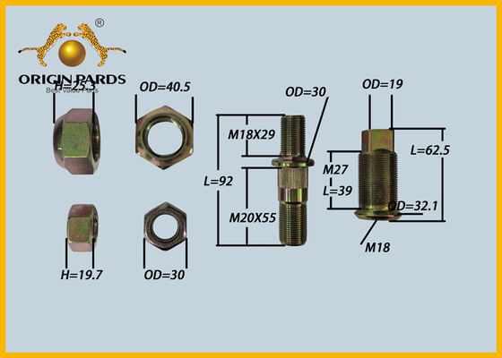 کیت پیچ چرخ ORIGIN PARDS 8970170432 محور عقب سمت راست 5 سوراخ طبل ترمز رینگ چرخ ثابت موتور ایسوزو NPR NMR کامیون 4JJ1 4HG1